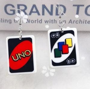 Handmade Resin UNO card Dangle Earrings